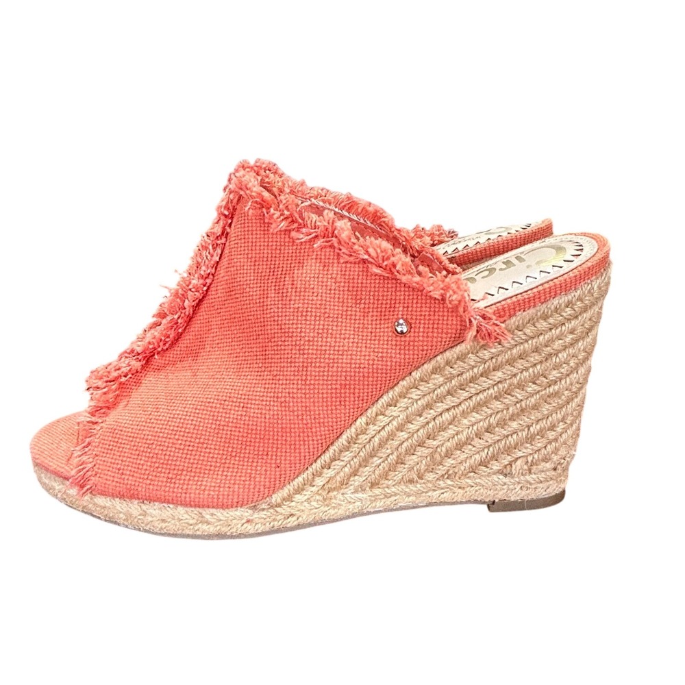 Circus by Sam Edelman Baker Canvas 6.5 Coral Excellent Boho Espadrille Wedges